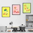 Kit 3 Quadros Sucos Naturais 24x18cm - Com Vidro Moldura:made