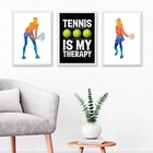 Kit 3 Quadros Tenistas - Tênis Terapia 24x18cm - Com Vidro Mo