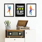 Kit 3 Quadros Tenistas - Tênis Terapia 33x24cm Moldura:madeir