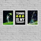 Kit 3 Quadros Tênnis Is My Therapy 45x34cm - Com Vidro Moldur