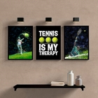 Kit 3 Quadros Tênnis Is My Therapy 45x34cm Moldura:madeira Br