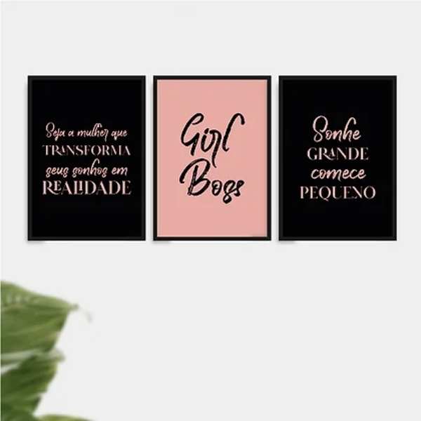 Kit 3 Quadros Transforme Sonhos Em Realidade 45x34cm - Com Vi