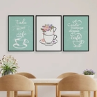 Kit 3 Quadros Tudo Fica Melhor Com Café 33x24cm - Com Vidro M