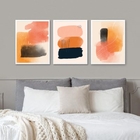 Kit 3 Quadros Versáteis Abstratos Neutros 33x24cm - Com Vidro