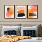 Kit 3 Quadros Versáteis Abstratos Neutros 33x24cm - Com Vidro