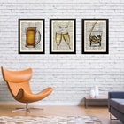 Kit 3 Quadros Vintage Bar Bebida Brinde 45x34cm - Com Vidro M