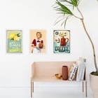 Kit 3 Quadros Vintage Copa E Cozinha - Pin Up 33x24cm Moldura