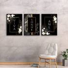Kit 3 Quadros Viva, Sonhe, Ame - Preto 24x18cm Moldura:madeir