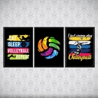 Kit 3 Quadros Volleyball Retrô 24x18cm Moldura:madeira Branca