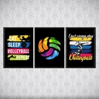 Kit 3 Quadros Volleyball Retrô 45x34cm - Com Vidro Moldura:ma