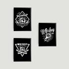 Kit 3 Quadros Whiskey 45x34cm - Com Vidro Moldura:madeira Bra