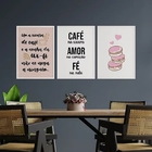 Kit 3 Quadros Xícara De Café E Wi-fi 45x34cm Moldura:madeira