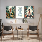Kit 3 Quadros Yoga - Super Poderes 45x34cm - Com Vidro Moldur