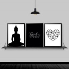 Kit 3 Quadros Zen Buda Good Vibes 24x18cm - Com Vidro Moldura