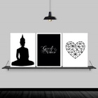 Kit 3 Quadros Zen Buda Good Vibes 33x24cm Moldura:madeira Bra