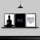 Kit 3 Quadros Zen Buda Good Vibes 33x24cm Moldura:madeira Bra