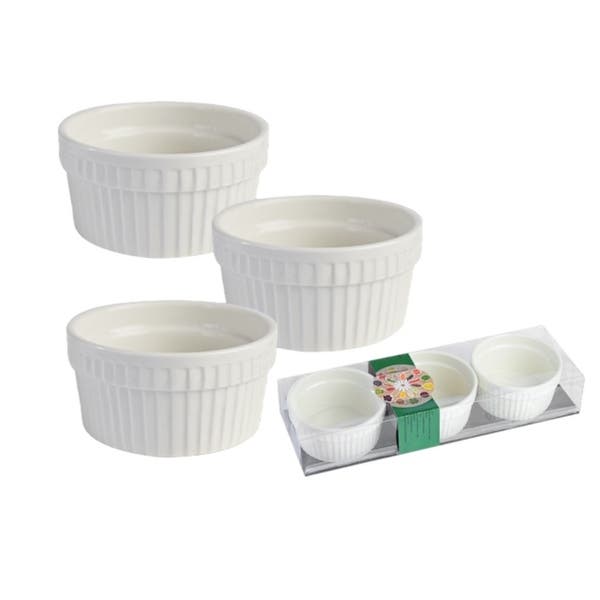 Kit 3 Ramekin Redondos Pequeno Tigela Em Porcelana Ramequim Branco ...