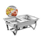 Kit 3 Rechaud Retangular 9 L Com 2 Cubas 1/2 Banho Maria