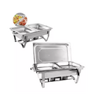 Kit 3 Rechaud Retangular 9 L Com 2 Cubas 1/2 Banho Maria