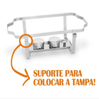 Kit 3 Rechaud Retangular 9 L Com 2 Cubas 1/2 Banho Maria