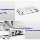 Kit 3 Rechaud Retangular 9 Litros Com 3 Cubas 1/3 Buffet Banh
