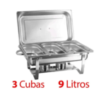 Kit 3 Rechaud Retangular 9 Litros Com 3 Cubas 1/3 Buffet Banh