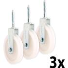 Kit 3 Roldana Branca Plástica Com Parafuso 4cm