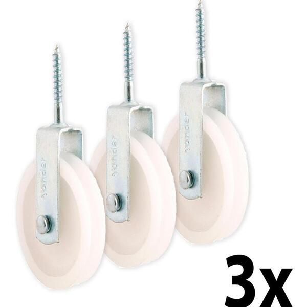 Kit 3 Roldana Branca Plástica Com Parafuso 4cm