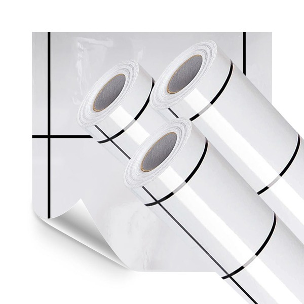 Kit 3 Rolos Papel Parede Adesivo Azulejo Metro Branco 15m