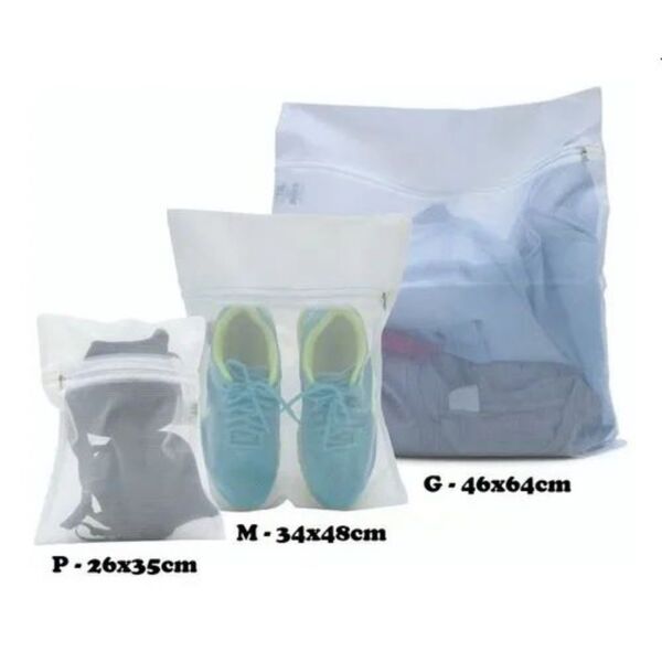 Kit 3 Sacos Protetor Lavagem De Roupa Delicada 1p + 1m + 1g