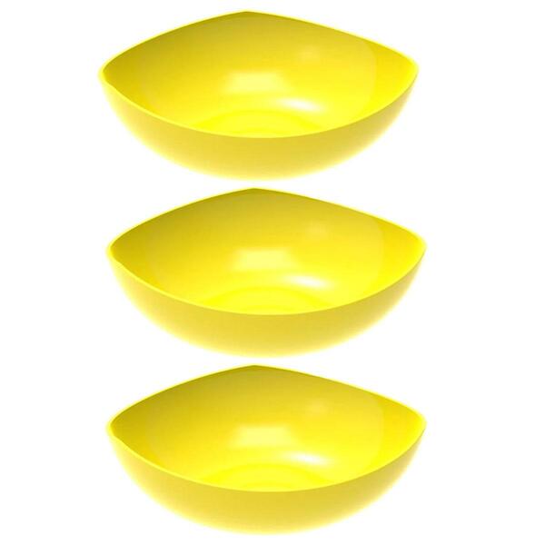 Kit 3 Saladeiras Tigela Amarela Trio Plástica Crippa Salada P