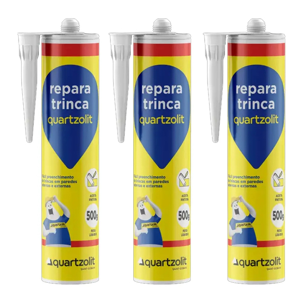 Kit 3 Selante Acrílico Repara Trinca Branco 500g Quartzolit