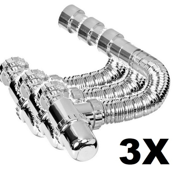 Kit 3 Sifão Copo Sanfonado Cromado Astra