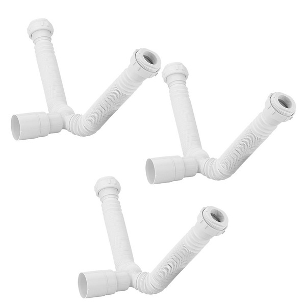 Kit 3 Sifão Duplo Sanfonado/extensivo Universal Abs Branco