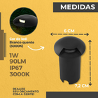 Kit 3 Spot Embutido De Chão Balizador 1 Facho Led 1w 3000k