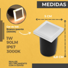 Kit 3 Spot Embutido De Chão Balizador Quadrado Led 1w 3000k