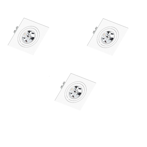 Kit 3 Spot Embutir Ar70 Quadrado Branco Face Plana - Saveener