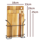 Kit 3 Tábuas De Corte Madeira Teca Com Suporte Aramado De Met