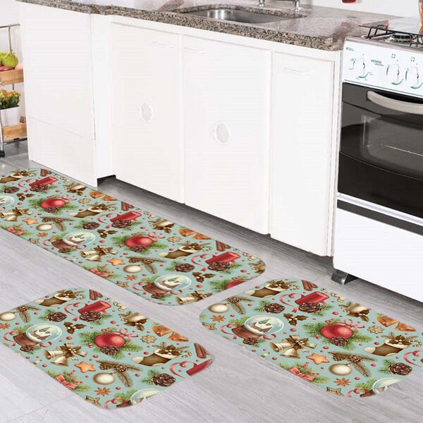 Kit 3 Tapetes De Natal Para Cozinha Elementos Natalinos Class