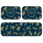 Kit 3 Tapetes De Natal Para Cozinha Merry Christmas Gold Único