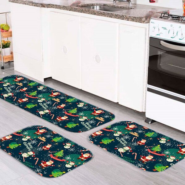 Kit 3 Tapetes De Natal Para Cozinha Merry Christmas Único