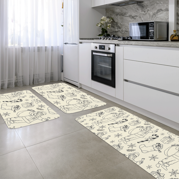 Kit 3 Tapetes De Natal Para Cozinha Multi Símbolos Natalinos