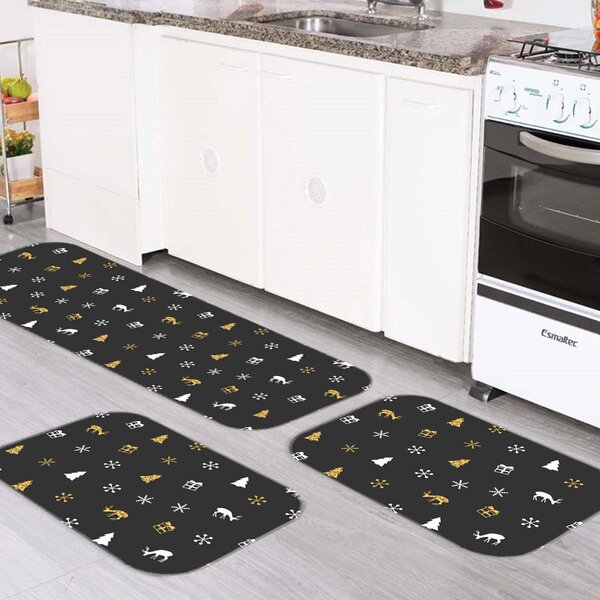 Kit 3 Tapetes De Natal Para Cozinha Natal Luxo Único