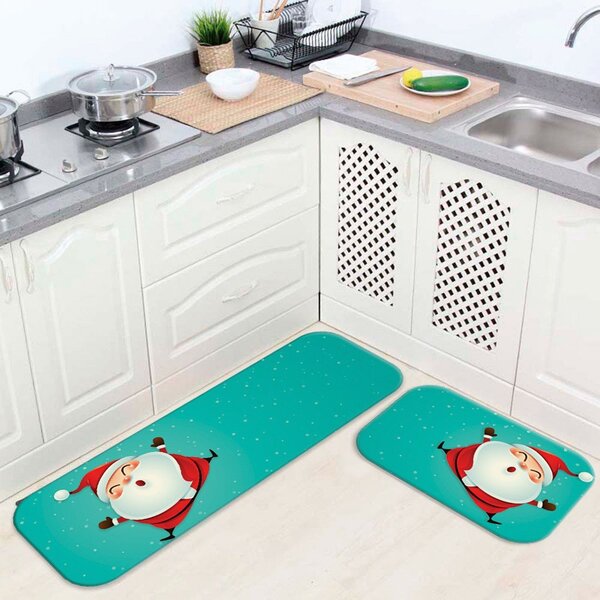 Kit 3 Tapetes De Natal Para Cozinha Papai Noel Alegre Único