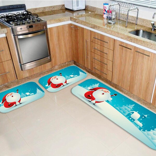 Kit 3 Tapetes De Natal Para Cozinha Papai Noel Fofinho Único