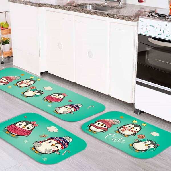Kit 3 Tapetes De Natal Para Cozinha Pinguins Natalinos Fofinh