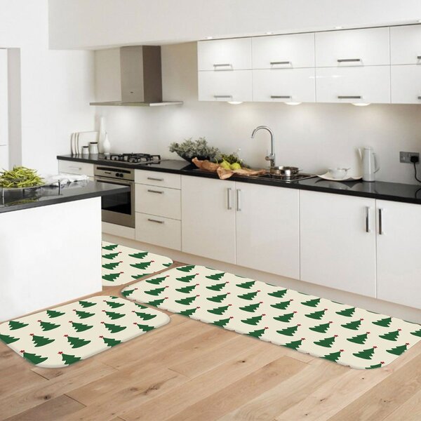 Kit 3 Tapetes De Natal Para Cozinha Pinheiros De Natal Único