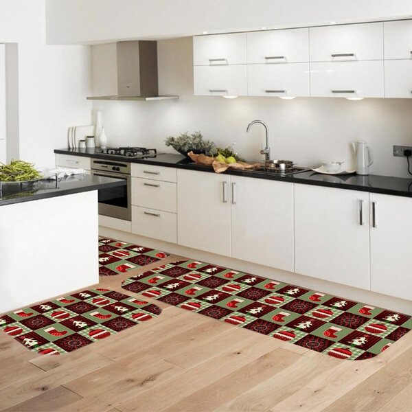 Kit 3 Tapetes De Natal Para Cozinha Pinheiros E Botas Único