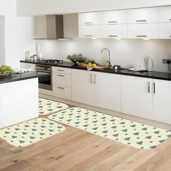 Kit 3 Tapetes De Natal Para Cozinha Pinheiros Único