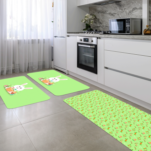 Kit 3 Tapetes Decorativos Coelho Verde Neon Único